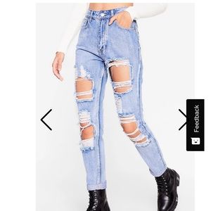 Nasty Gal Ripped Mom Jeans